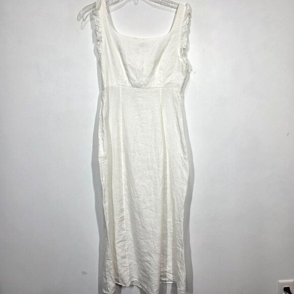 Aritzia Wilfred Annabelle Dress Size 4 White Linen Beachy Coastal - Picture 4 of 7